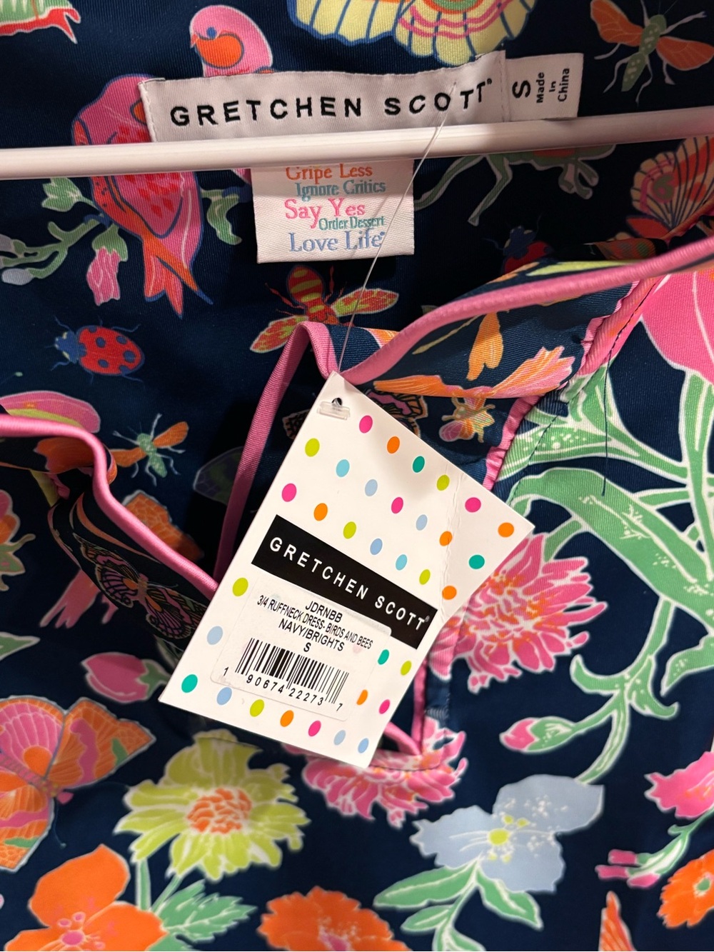 Gretchen Scott Designs Navy Floral Shift Dress with Pink, Orange & Green - Picture 7 of 8